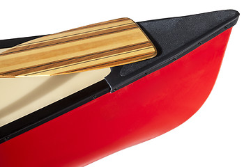 Image showing canoe bow with a paddle