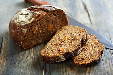 Image showing Rye bread with dried apricots and nuts.