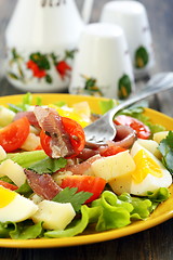 Image showing Plate with salad and fork.