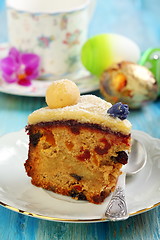 Image showing English Easter cake. Holiday breakfast.