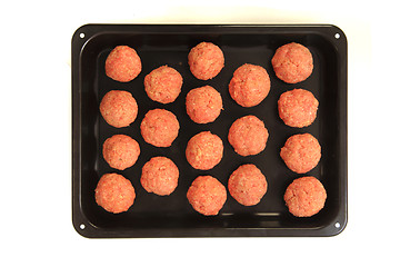 Image showing raw meatballs 