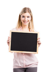 Image showing Holding a chalkboard