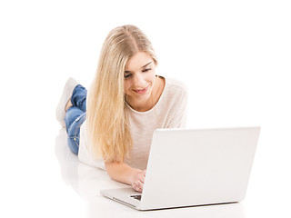 Image showing Woman working on a laptop