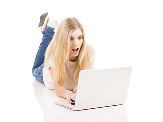 Image showing Woman working on a laptop