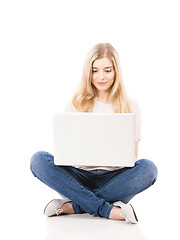 Image showing Woman working on a laptop