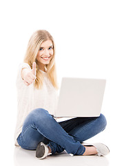 Image showing Woman working on a laptop