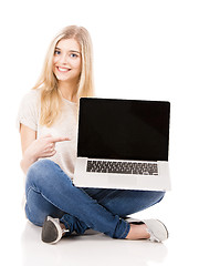 Image showing Woman working on a laptop