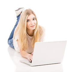 Image showing Woman working on a laptop