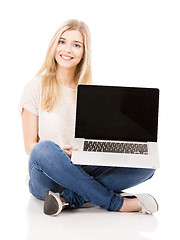 Image showing Woman working on a laptop