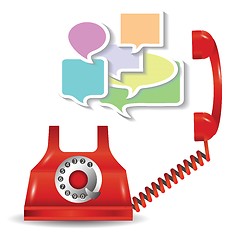 Image showing red telephone and speech bubbles