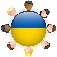 Image showing Ukraine Flag Button Teamwork People Group