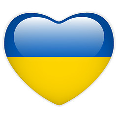 Image showing Ukraine Flag Heart Glossy Button