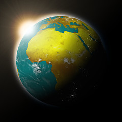 Image showing Sun over Africa on planet Earth