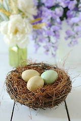 Image showing Easter Holiday Themed Still Life Scene in Natural Light