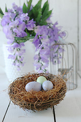 Image showing Easter Holiday Themed Still Life Scene in Natural Light