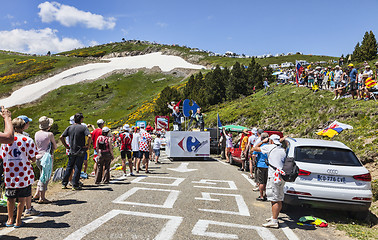 Image showing Carrefour Truck in Pyrenees Mountains