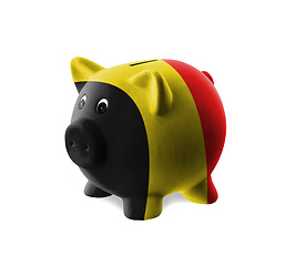 Image showing Ceramic piggy bank with painting of national flag 