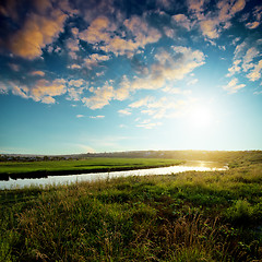 Image showing river and sunset over it