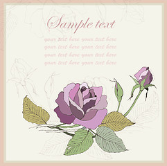 Image showing Greeting card with rose. Illustration  roses. Beautiful decorati