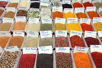 Image showing variety of spices on turkish market