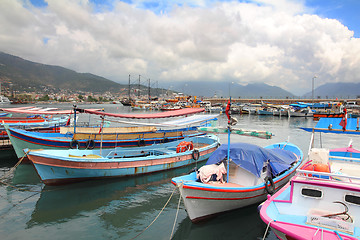 Image showing boats stand at the pier in Alanya