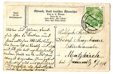 Image showing old used postcard