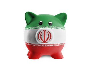 Image showing Ceramic piggy bank with painting of national flag 