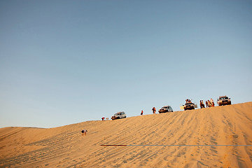 Image showing Tourists in Sahara desert