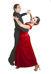 Image showing Young couple dancint waltz