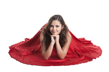 Image showing Beautiful woman sitting on the floor