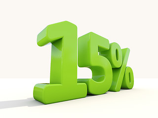 Image showing 15% percentage rate icon on a white background