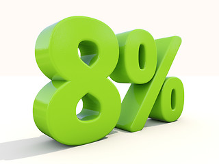 Image showing 8% percentage rate icon on a white background