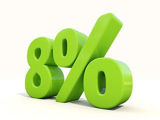 Image showing 8% percentage rate icon on a white background