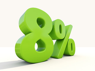 Image showing 8% percentage rate icon on a white background