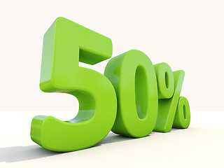 Image showing 50% percentage rate icon on a white background