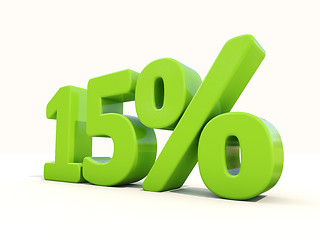 Image showing 15% percentage rate icon on a white background