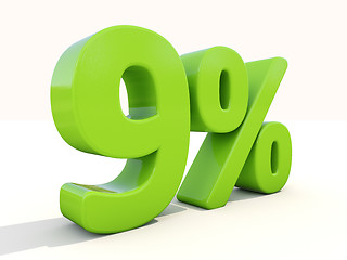 Image showing 9% percentage rate icon on a white background