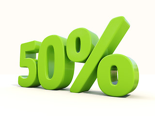 Image showing 50% percentage rate icon on a white background