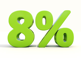 Image showing 8% percentage rate icon on a white background