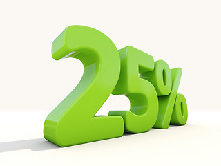 Image showing 25% percentage rate icon on a white background