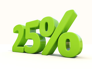 Image showing 25% percentage rate icon on a white background