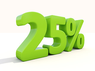 Image showing 25% percentage rate icon on a white background