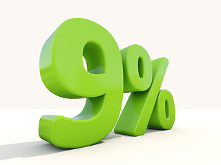 Image showing 9% percentage rate icon on a white background