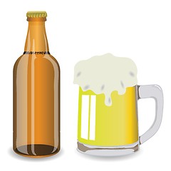 Image showing bottle and mug of beer