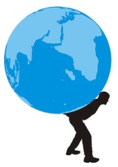 Image showing Man with a globe on his back 