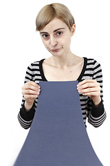 Image showing Woman holding a paper