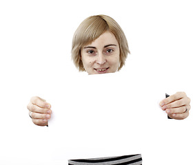 Image showing Woman holding a paper