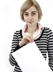 Image showing Woman holding a paper