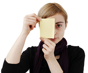 Image showing Woman and post it