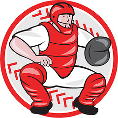 Image showing Baseball Catcher Catching Cartoon